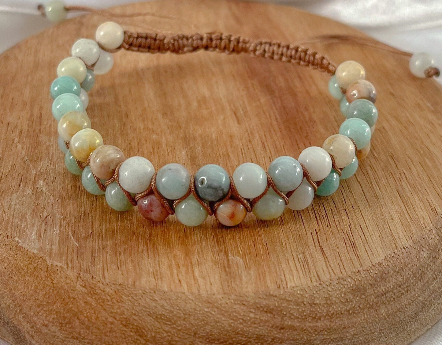 Handmade Amazonite Beaded Bracelet: Adjustable Double Layer Design