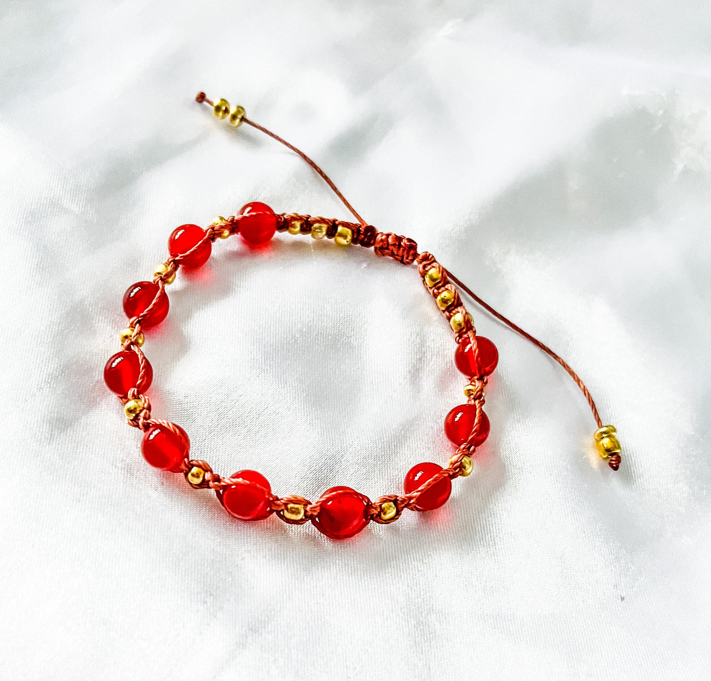 Carnelian bracelet, wax cord crystal bracelet, woven bracelet, adjustable cord crystal bracelet.