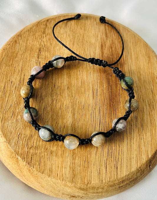 Agate Beaded Bracelet: Adjustable Macrame Crystal Bracelet