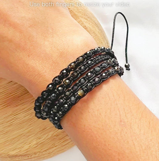 Handcrafted Golden Obsidian 4-Layer Wrap Bracelet