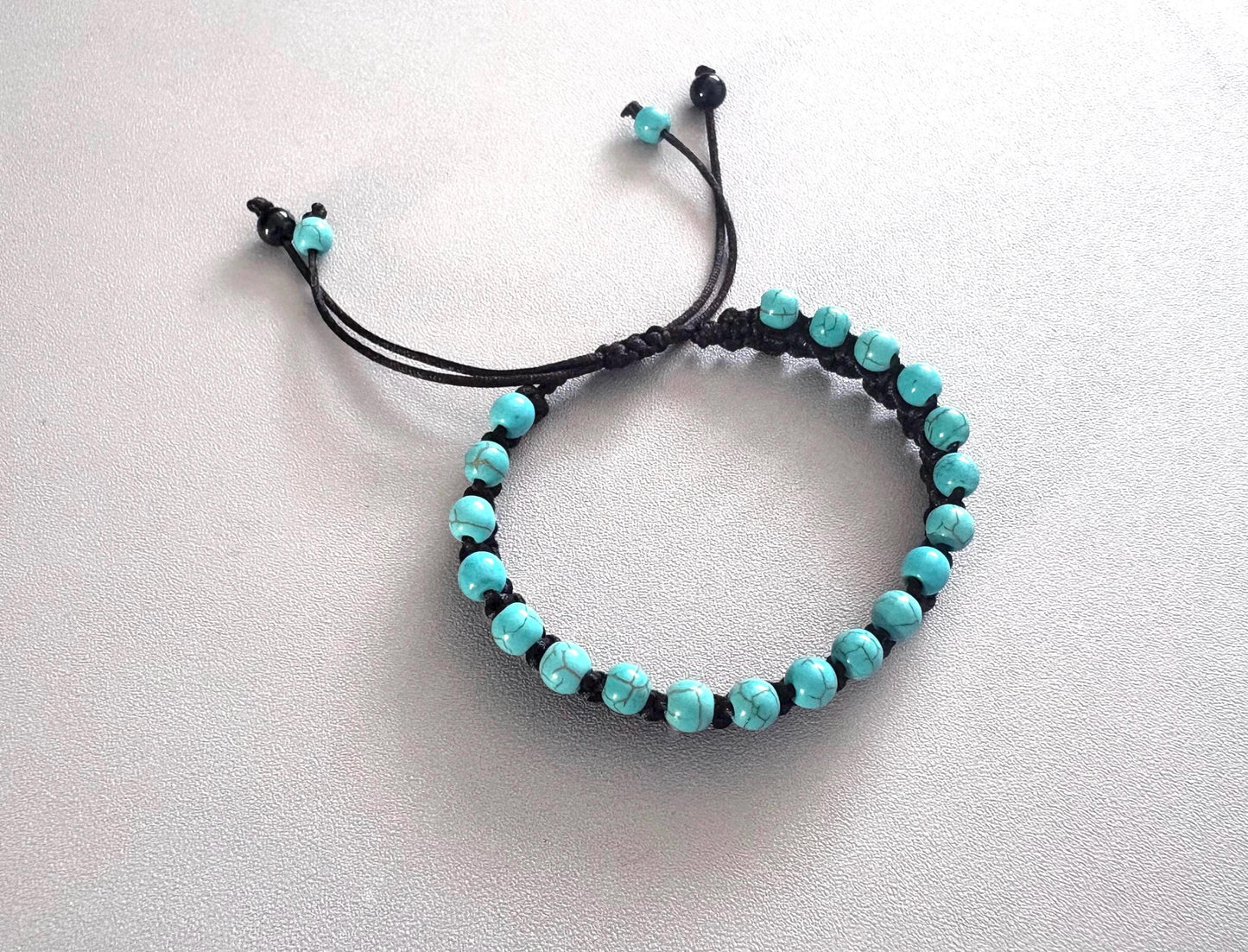 Turquoise Anklet, Adjustable Cord Anklet.