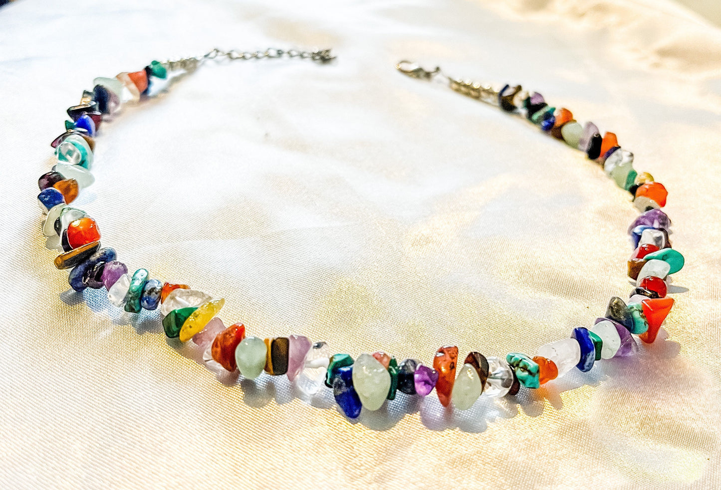 Mixed Gemstone Chip Necklace: Crystal Bead Choker