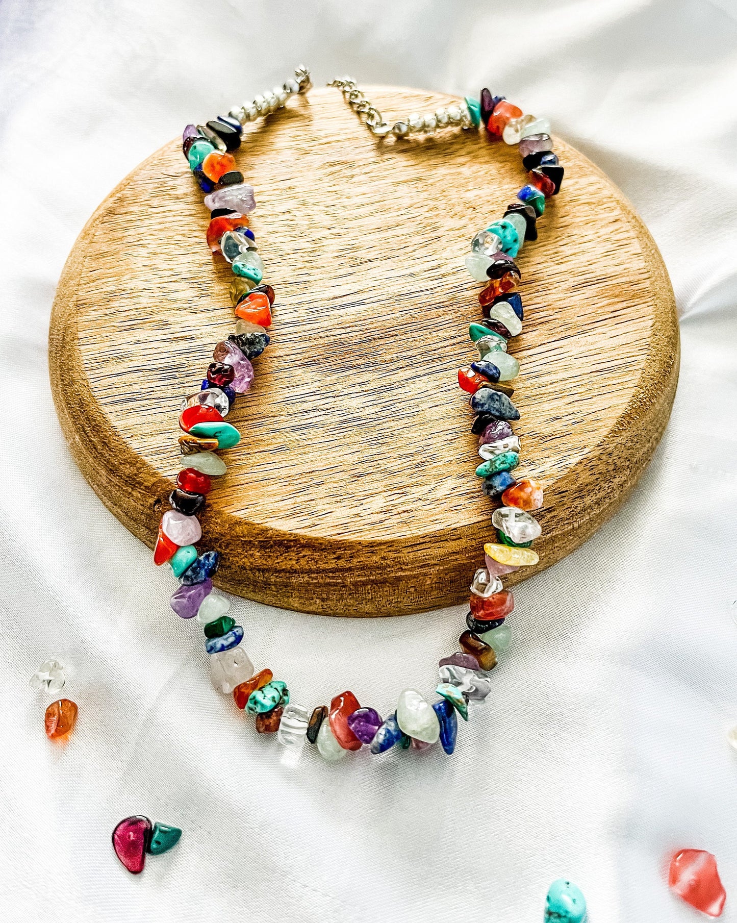 Mixed Gemstone Chip Necklace: Crystal Bead Choker