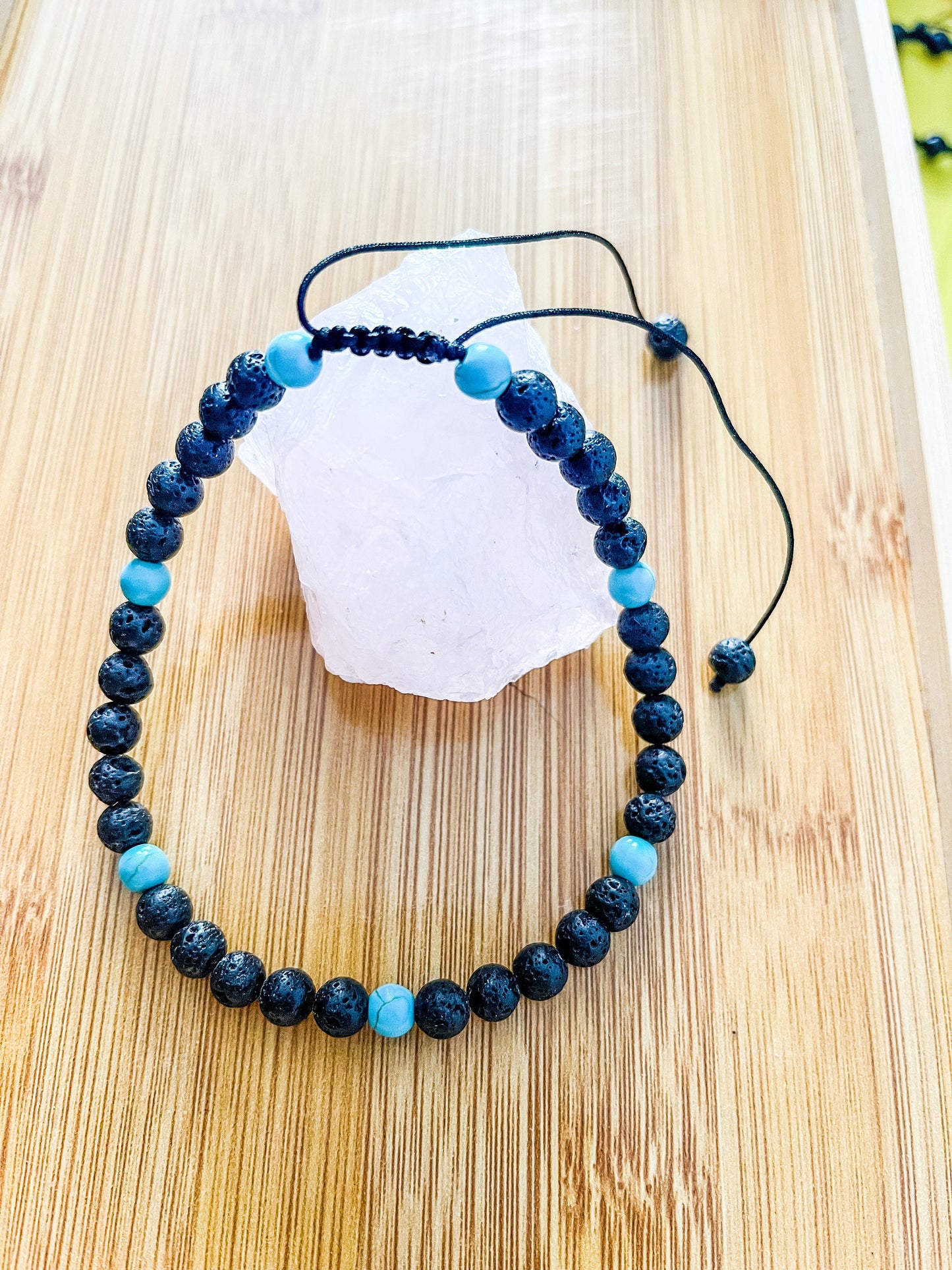 Handmade Turquoise Lavastone Anklet: Adjustable Chakra Healing