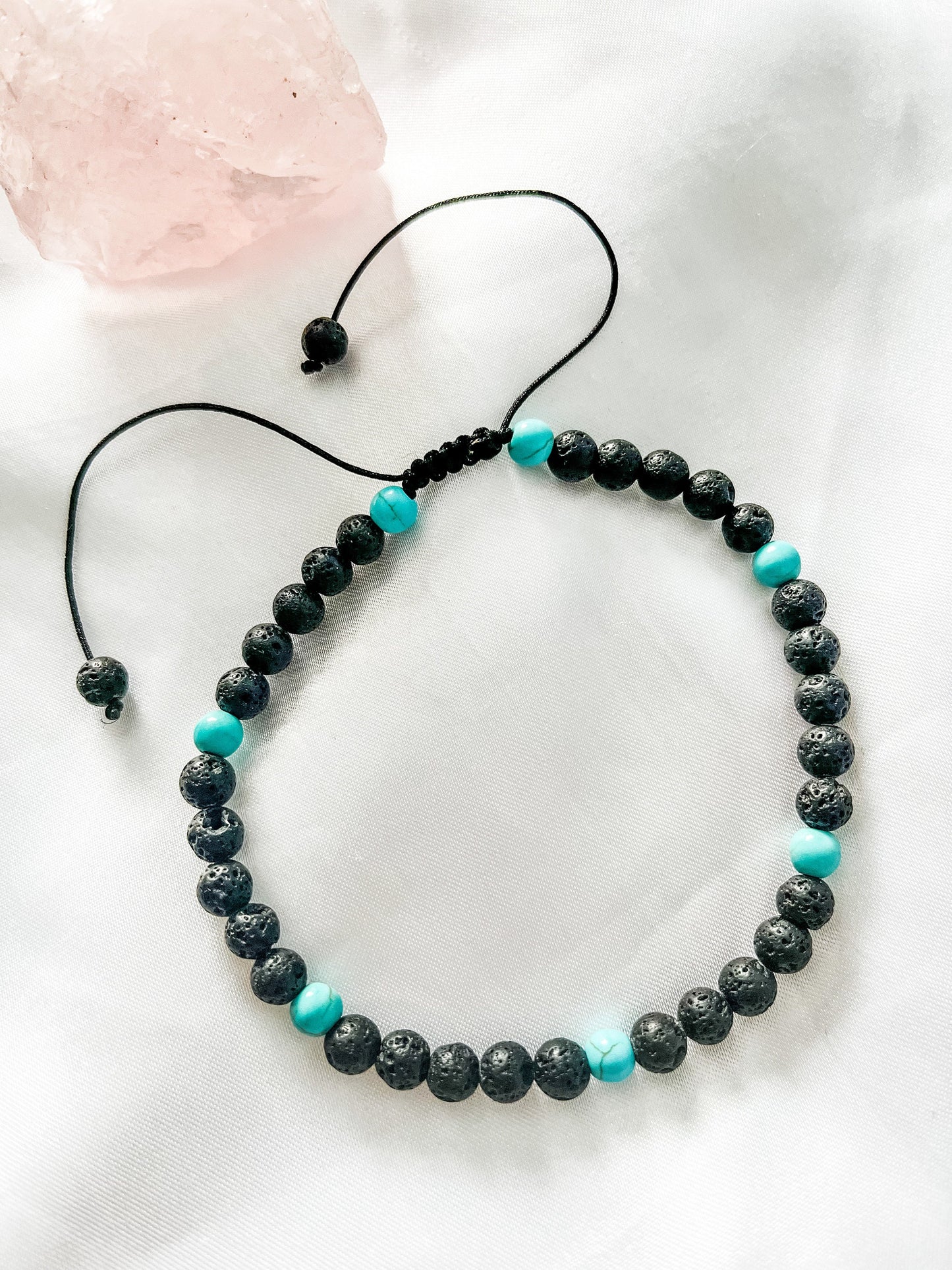 Handmade Turquoise Lavastone Anklet: Adjustable Chakra Healing