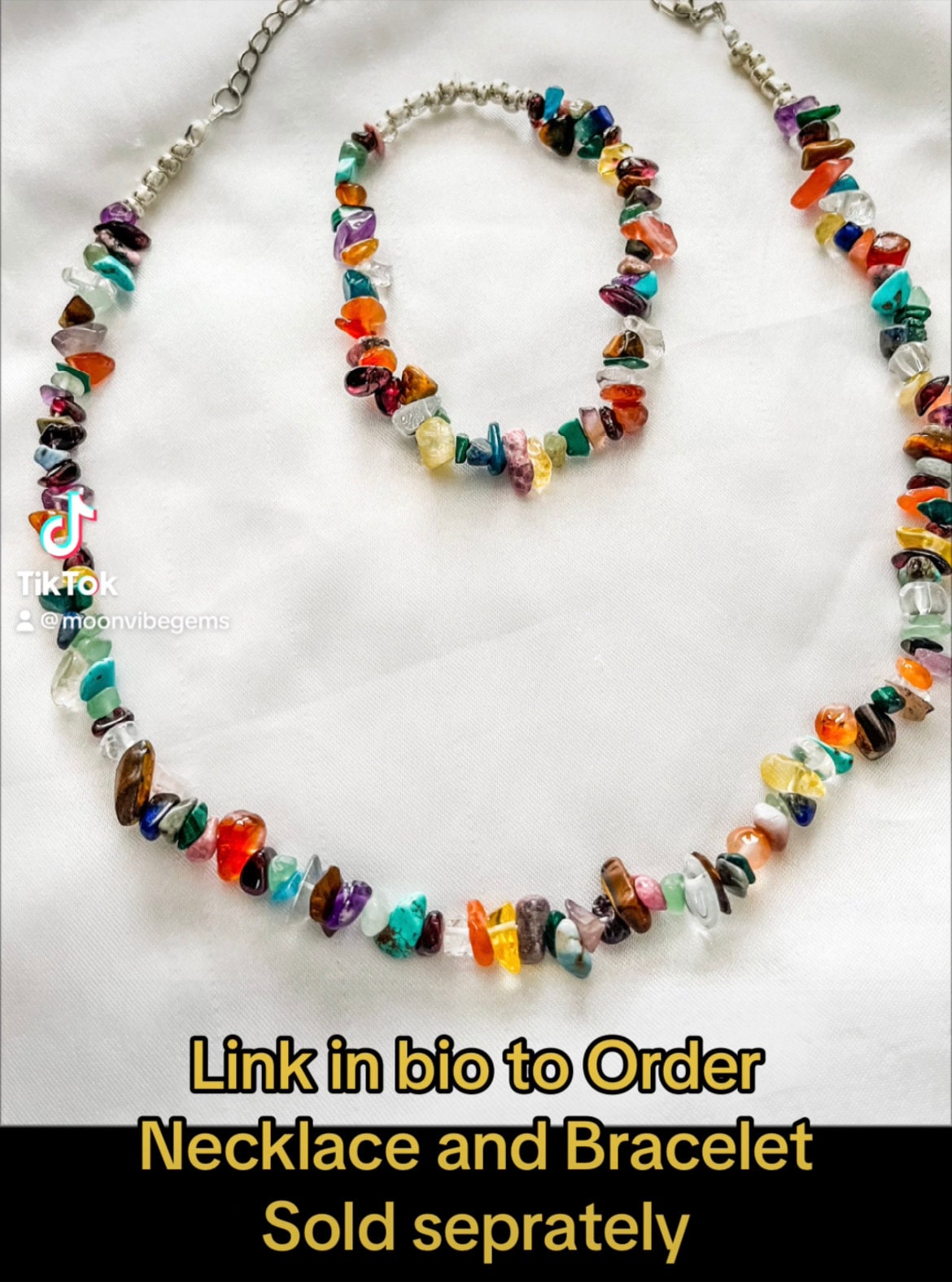 Mixed Gemstone Chip Necklace: Crystal Bead Choker