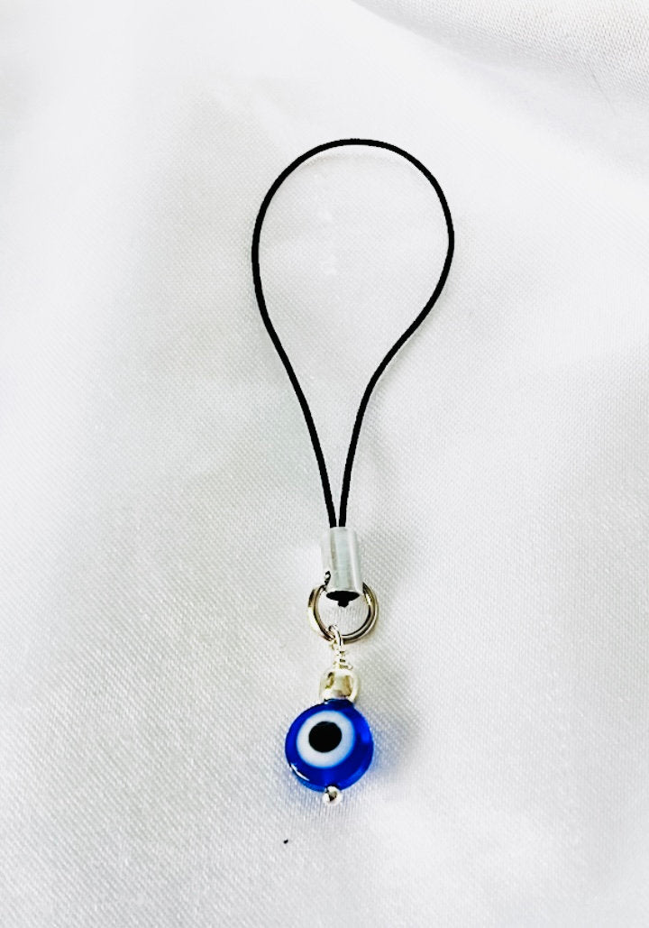 Handmade Evil Eye Phone Charm: Beaded Mobile Phone Strap