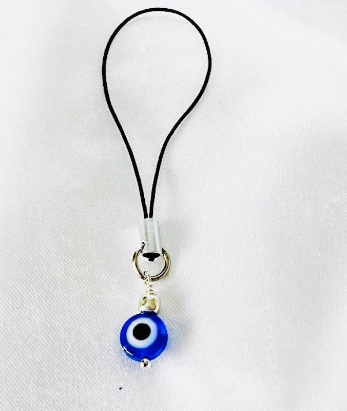 Handmade Evil Eye Phone Charm: Beaded Mobile Phone Strap