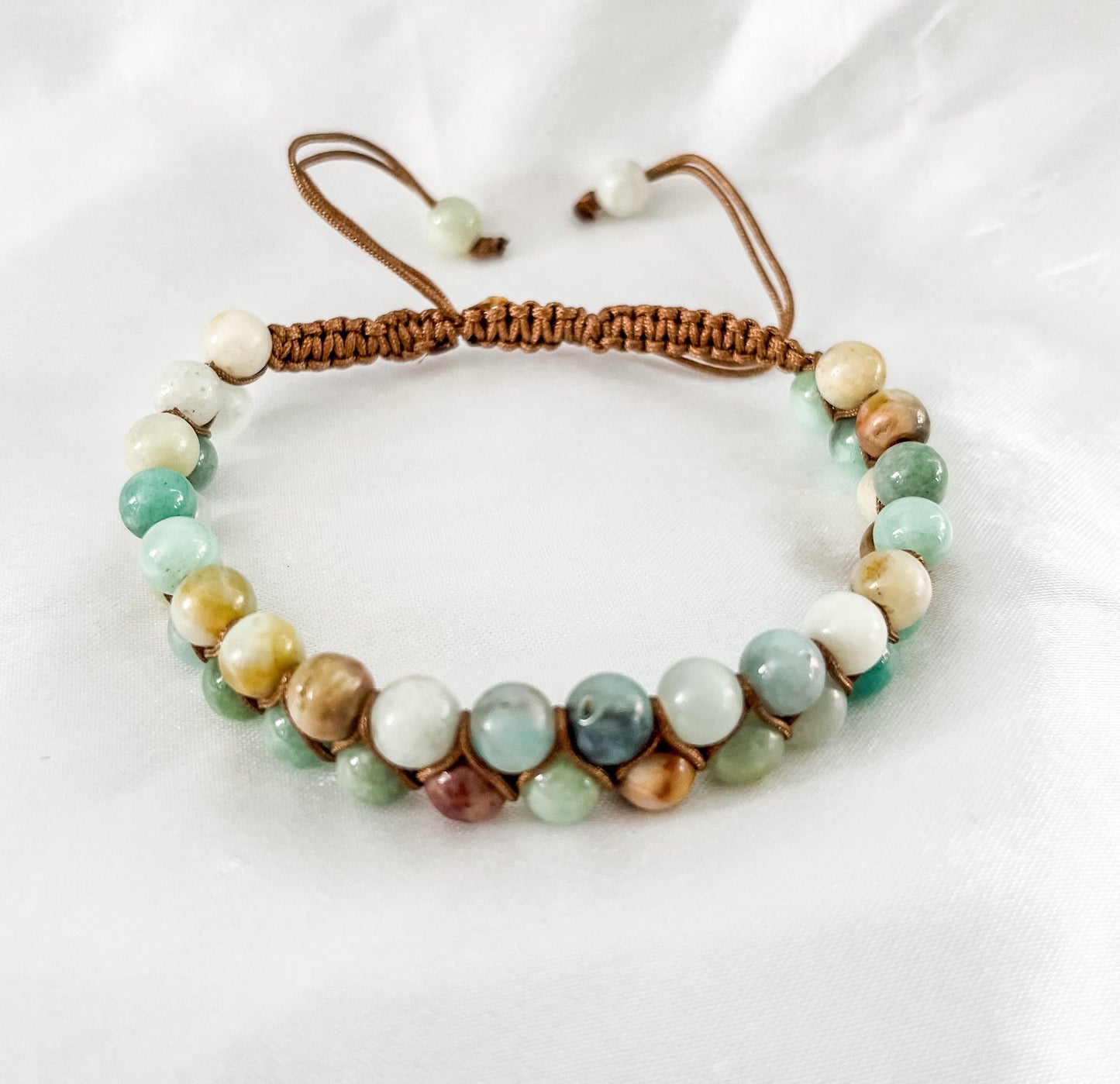 Handmade Amazonite Beaded Bracelet: Adjustable Double Layer Design