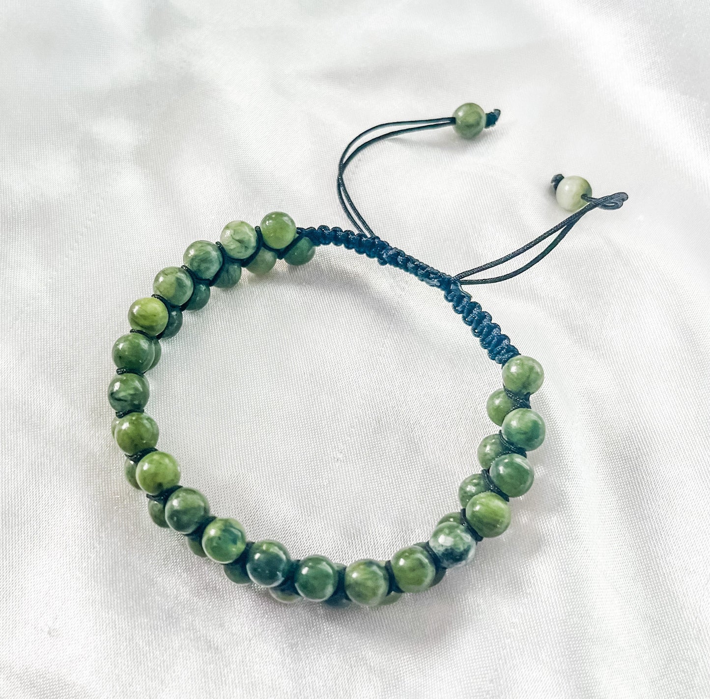 Olive Green Jade Beaded Bracelet: Double Layer Cord Bracelet