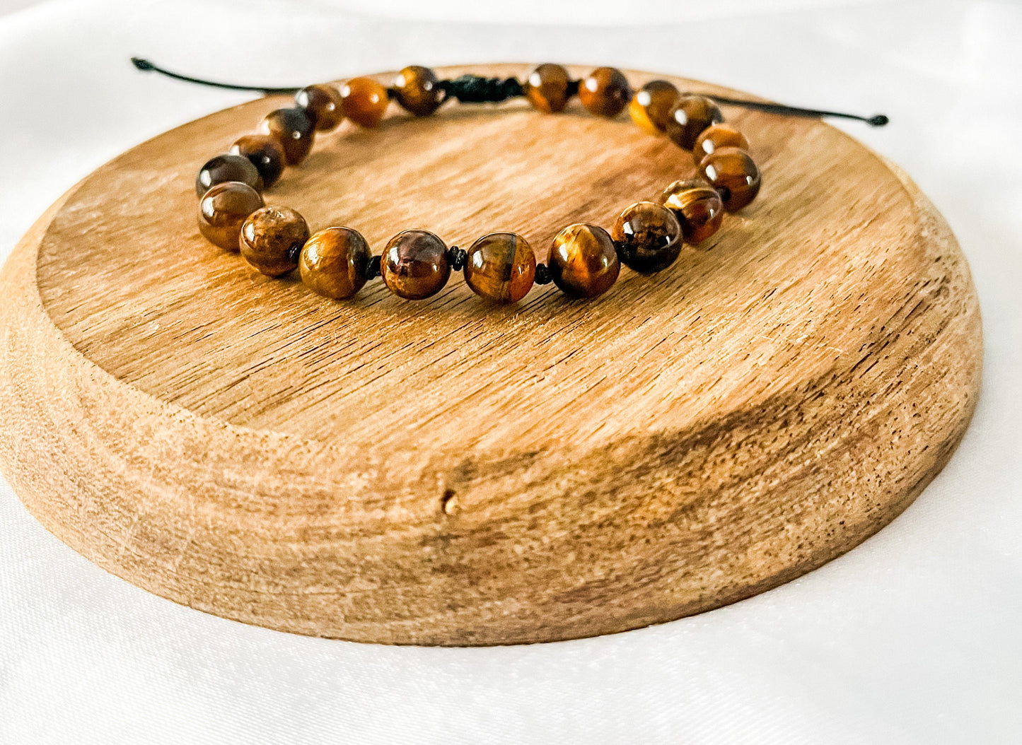 Tiger’s Eye Bracelet, 8mm Beaded Yellow Tiger’s Eye knotted Bracelet, Unisex Tiger’s Eye Bracelet.