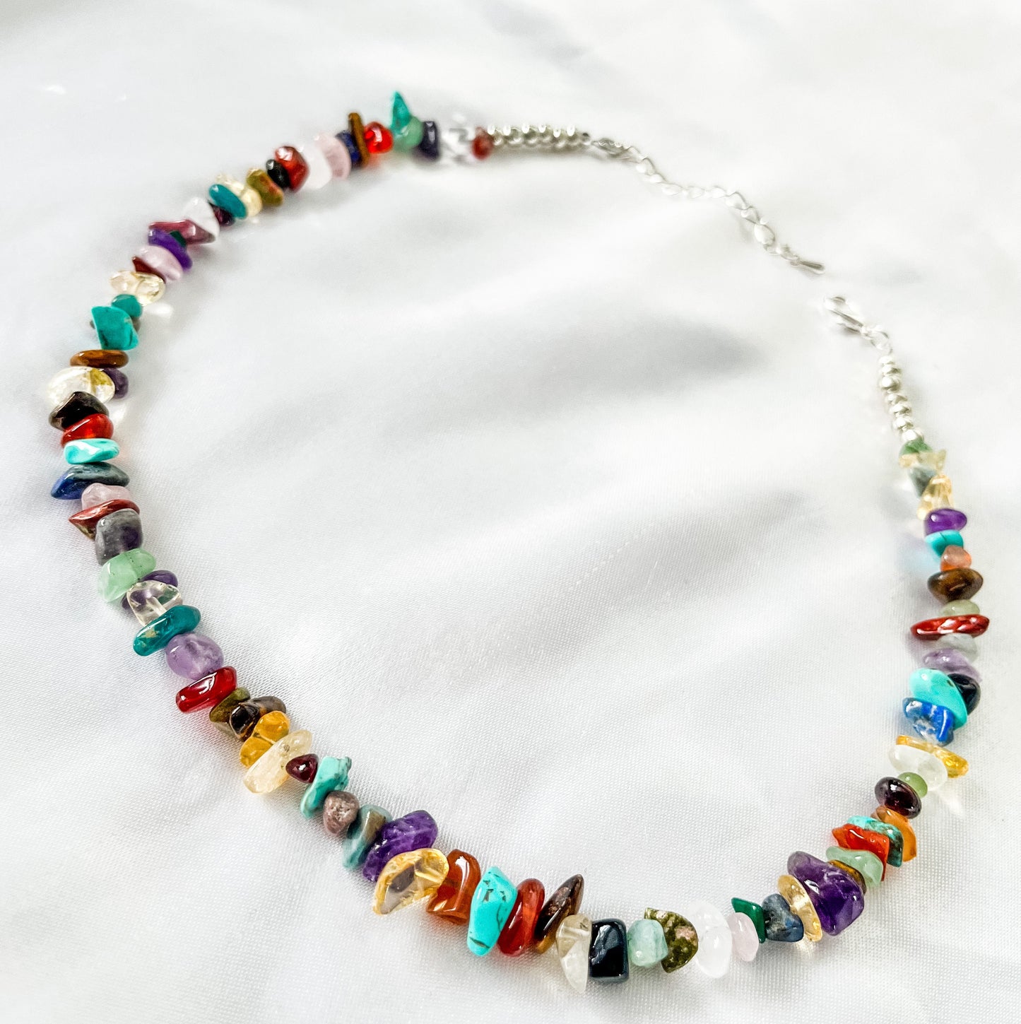 Mixed Gemstone Chip Necklace: Crystal Bead Choker