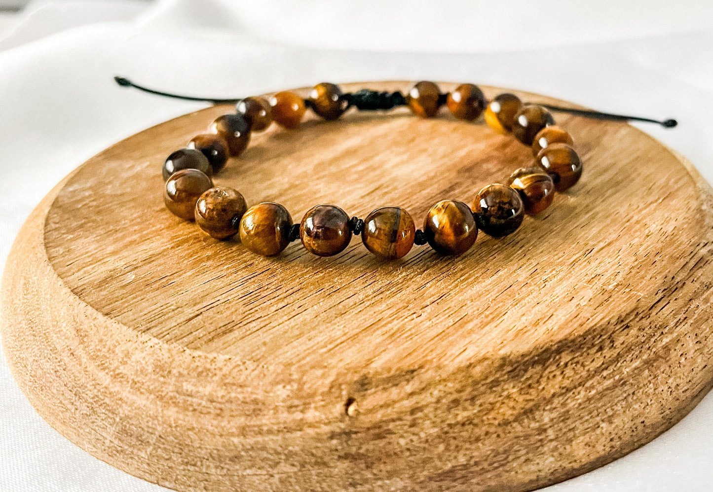 Tiger’s Eye Bracelet, 8mm Beaded Yellow Tiger’s Eye knotted Bracelet, Unisex Tiger’s Eye Bracelet.