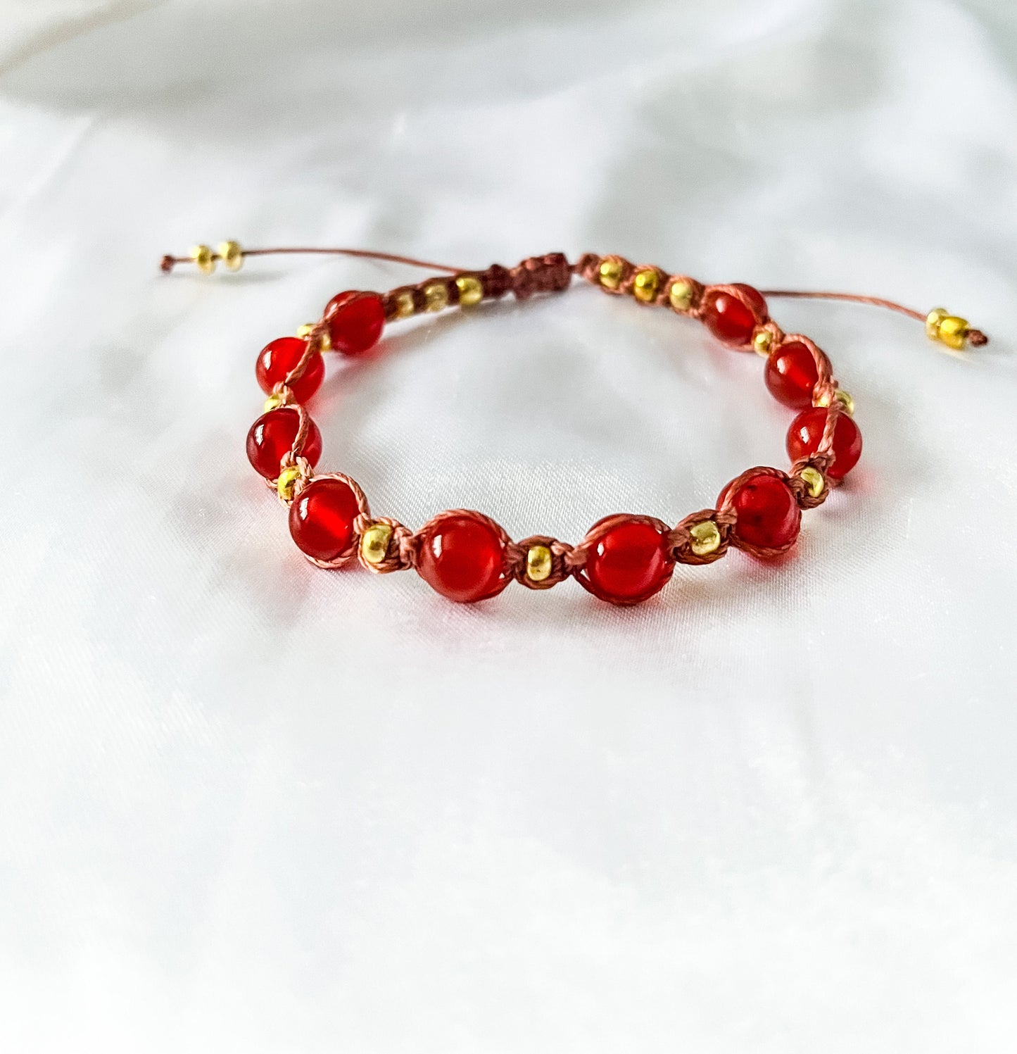 Carnelian bracelet, wax cord crystal bracelet, woven bracelet, adjustable cord crystal bracelet.