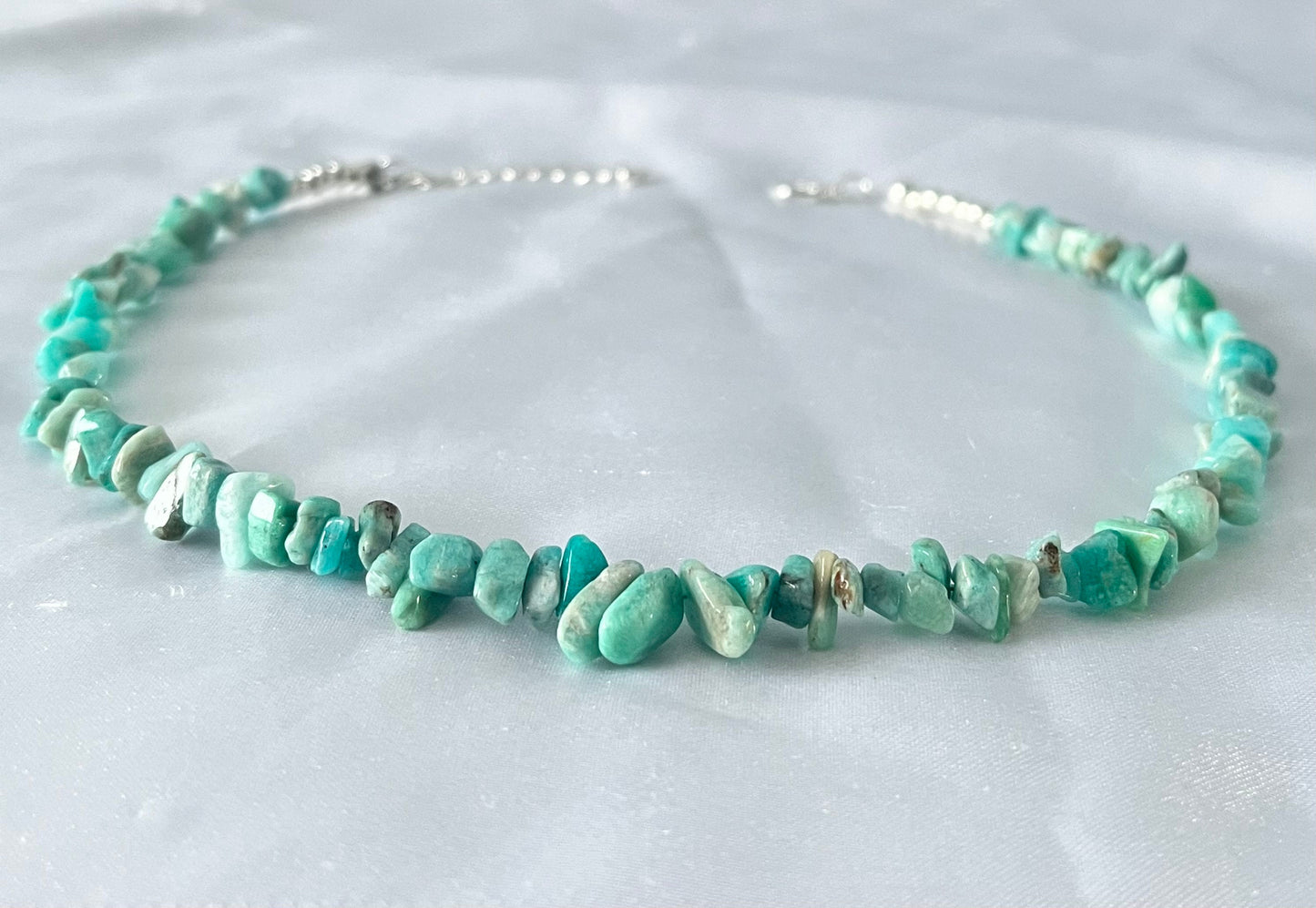 Amazonite Chip Necklace: Boho Crystal Choker