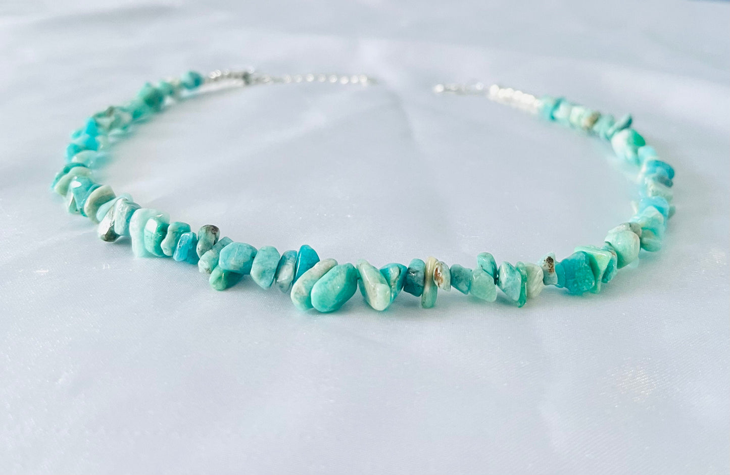 Amazonite Chip Necklace: Boho Crystal Choker