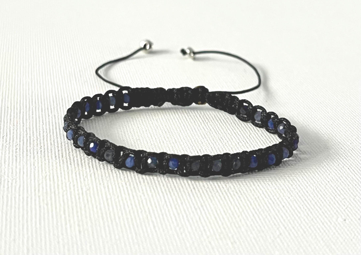 Mini Sodalite Bead Macrame Bracelet: Lightweight Hand-Knotted Jewelry