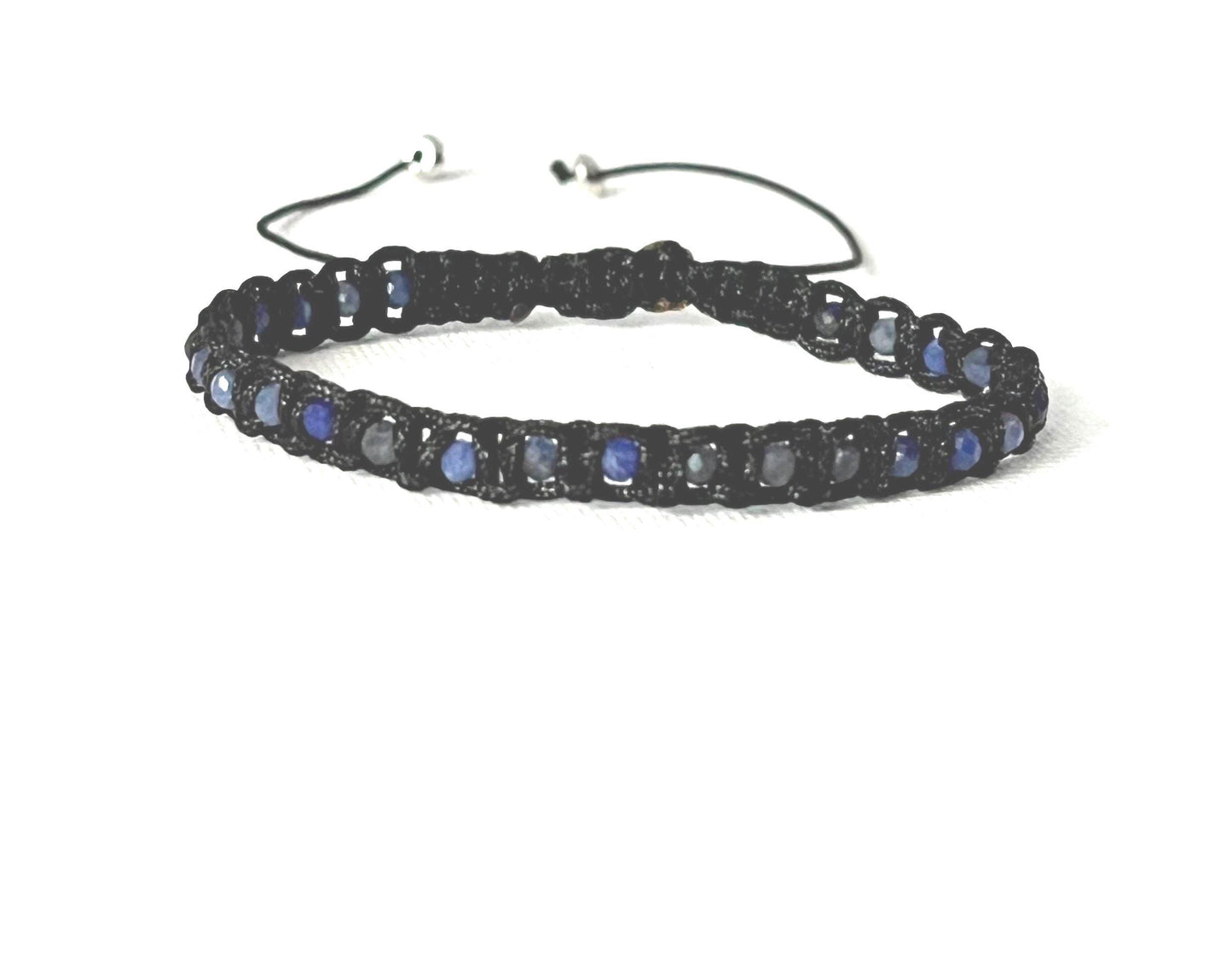 Mini Sodalite Bead Macrame Bracelet: Lightweight Hand-Knotted Jewelry