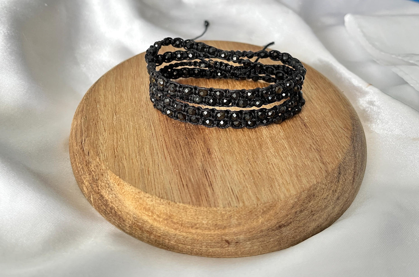 Handcrafted Golden Obsidian 4-Layer Wrap Bracelet