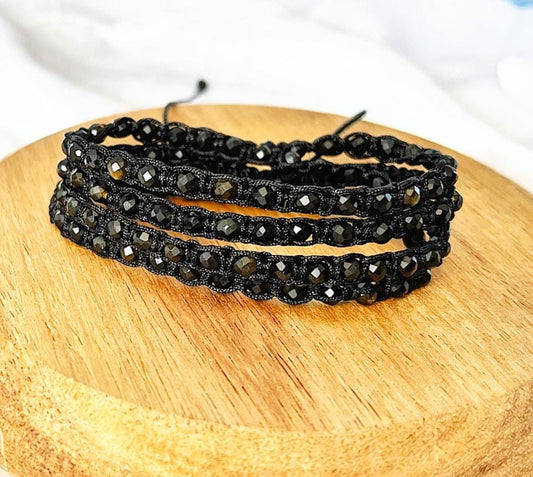 Handcrafted Golden Obsidian 4-Layer Wrap Bracelet