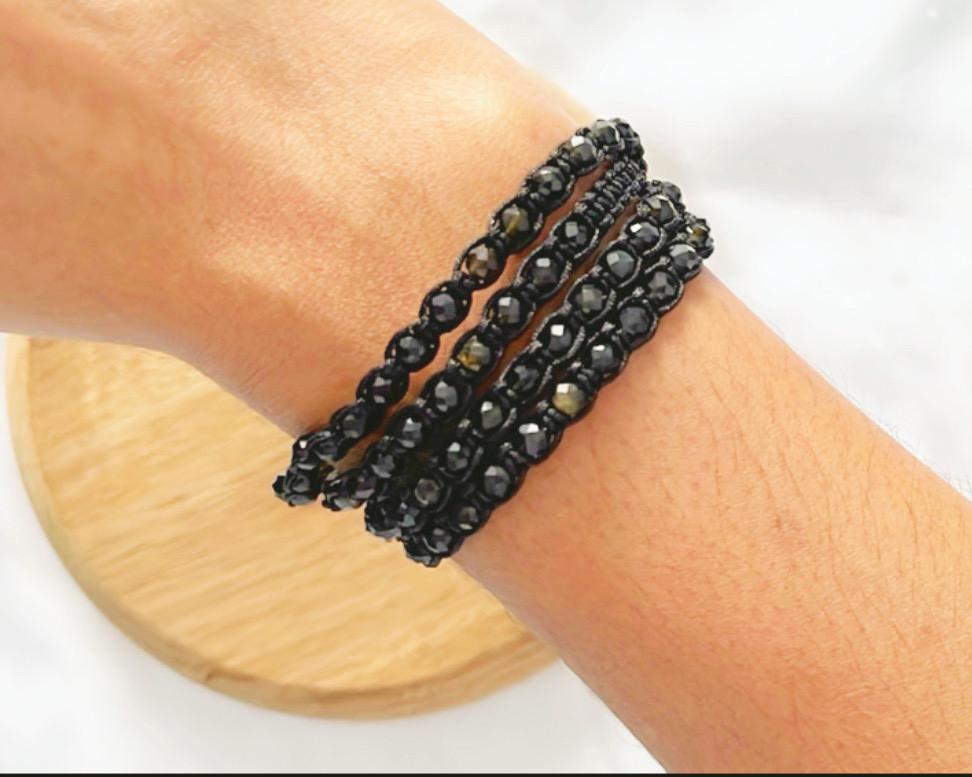 Handcrafted Golden Obsidian 4-Layer Wrap Bracelet