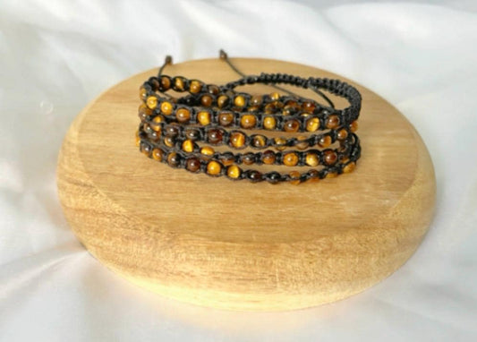 Tiger's Eye 4-Layer Wrap Bracelet: Bohemian Beaded Bracelet