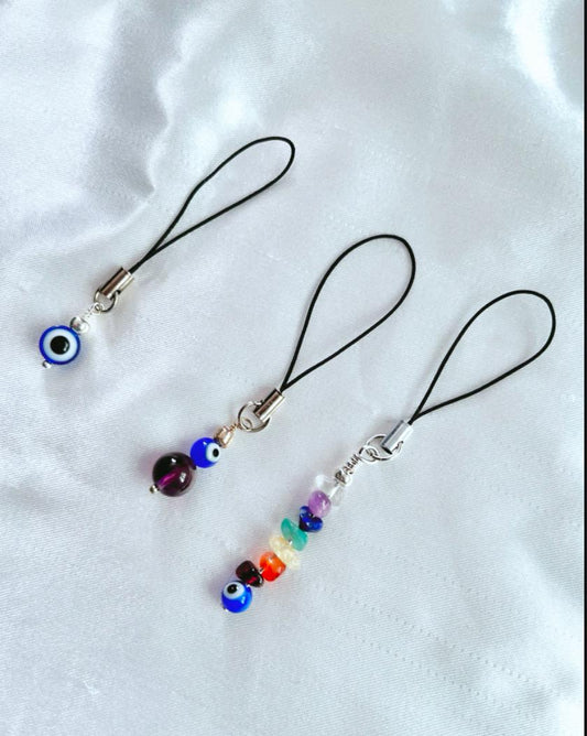 Handmade Evil Eye Phone Charm: Beaded Mobile Phone Strap