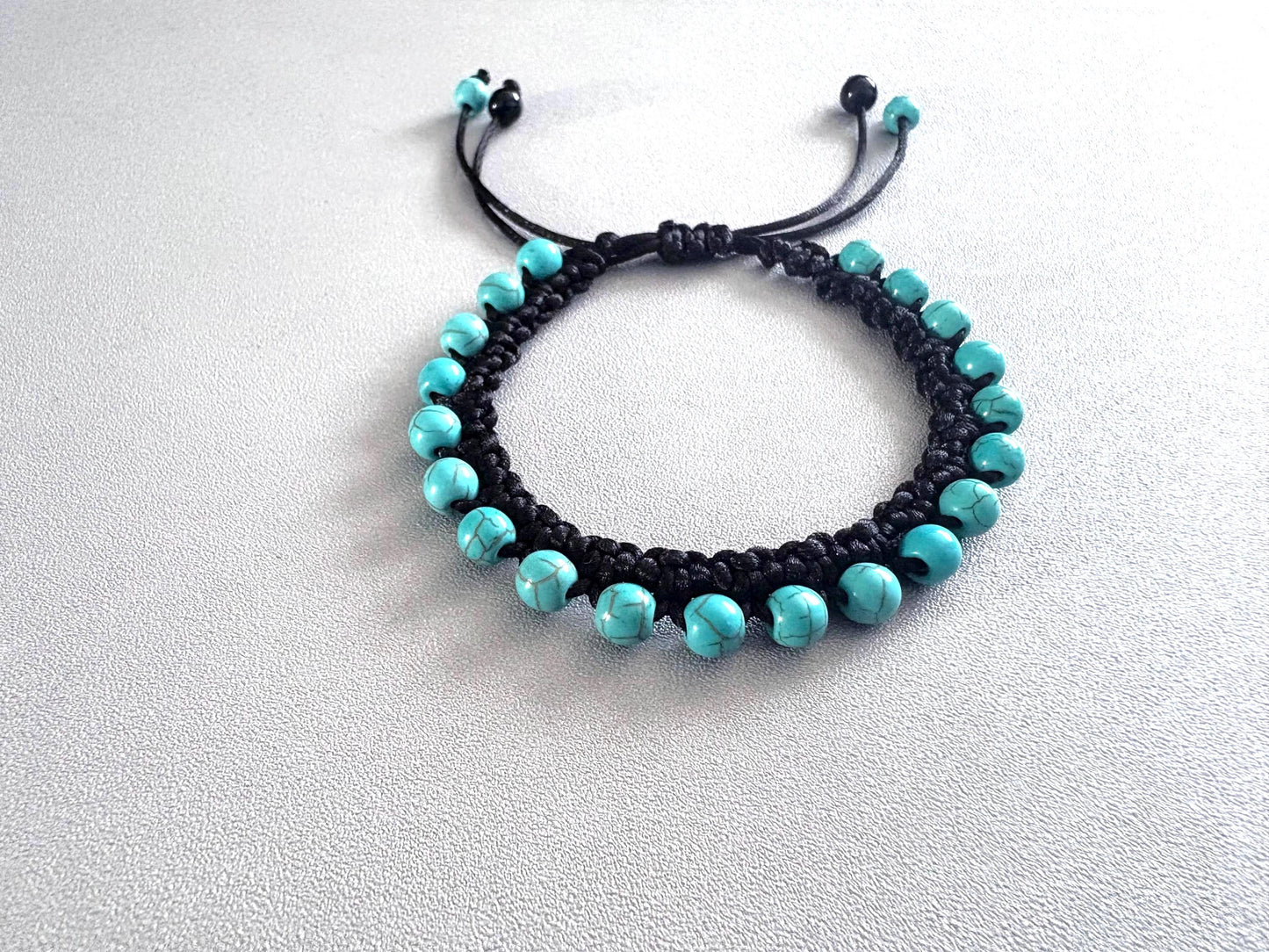 Turquoise Anklet, Adjustable Cord Anklet.
