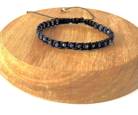 Mini Sodalite Bead Macrame Bracelet: Lightweight Hand-Knotted Jewelry
