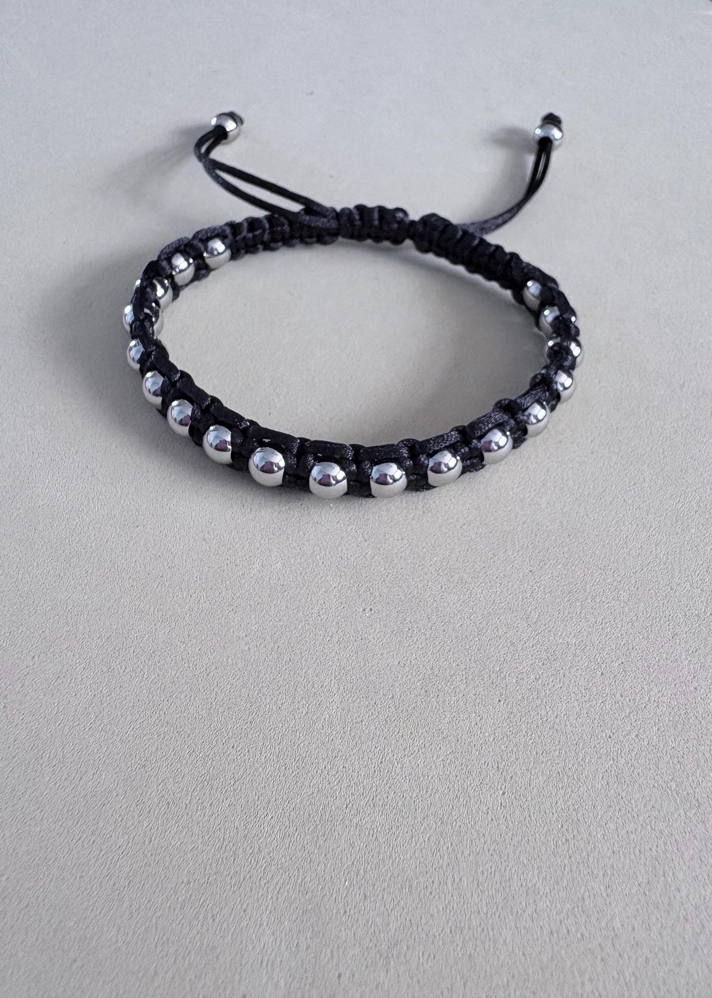 Stainless Steel Macrame Bracelet | Adjustable Men's Beaded Jewelry