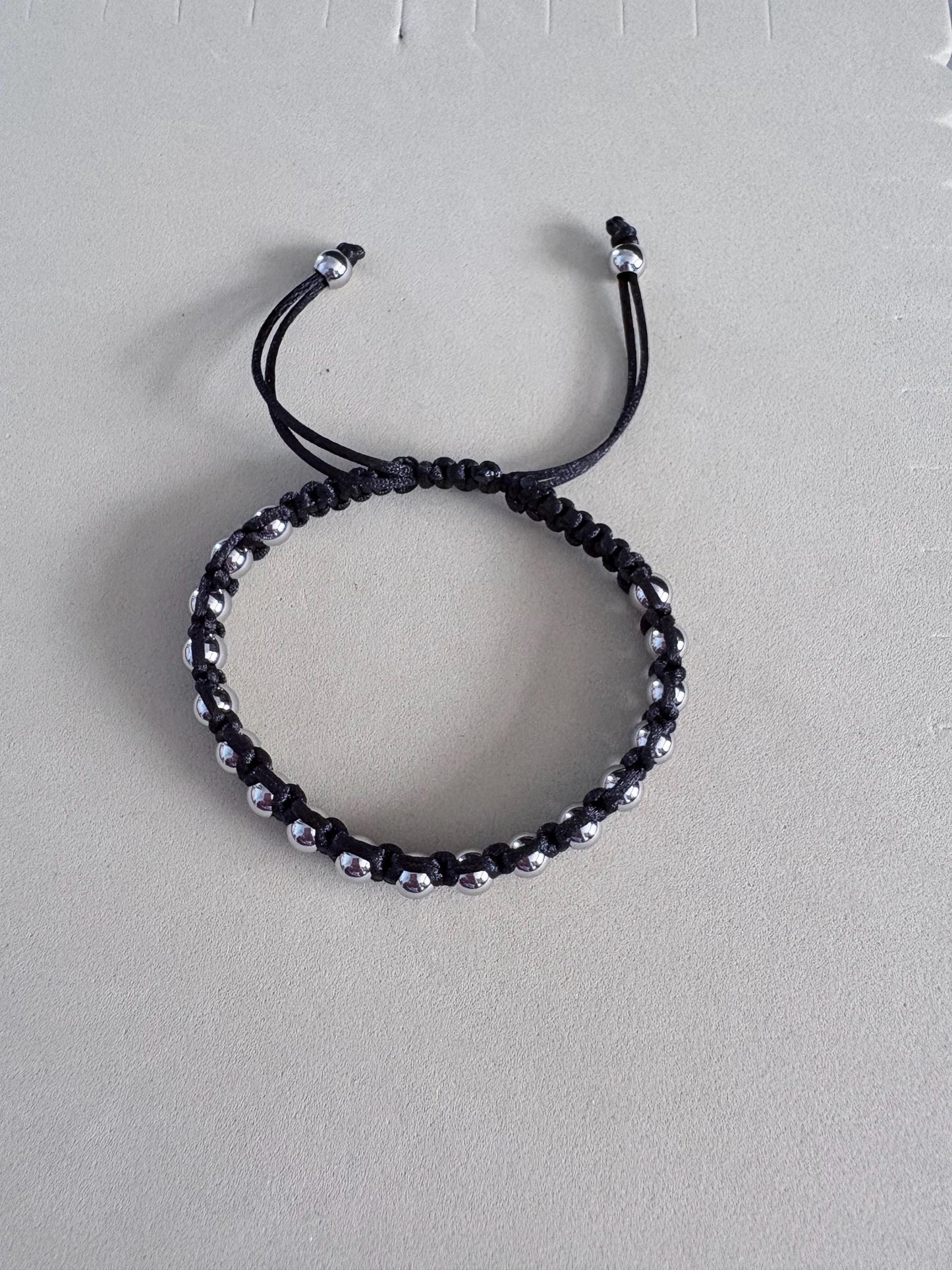 Stainless Steel Macrame Bracelet | Adjustable Men's Beaded Jewelry