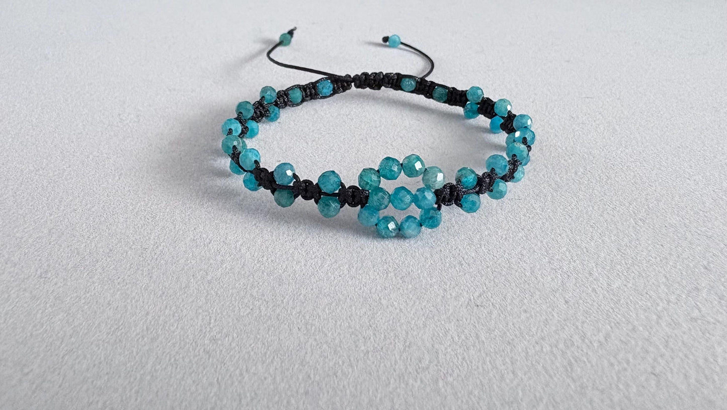 Blue Apatite Macrame Bracelet – Handmade Boho Crystal Jewelry