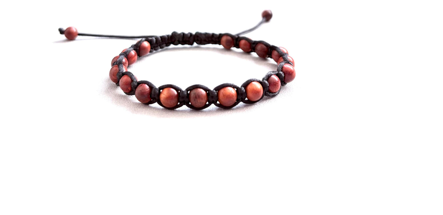Wood bead bracelet: Macrame adjustable wooden bracelet,