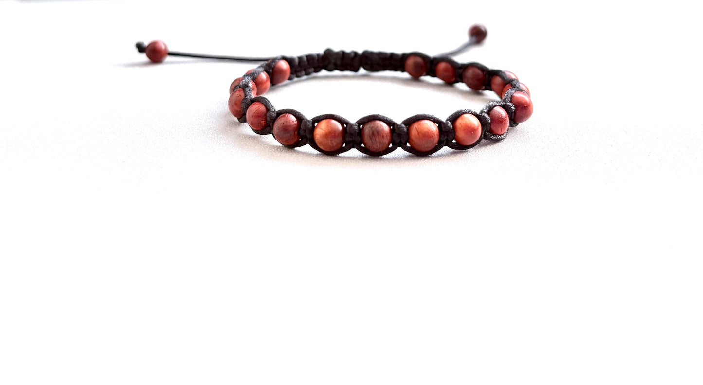 Wood bead bracelet: Macrame adjustable wooden bracelet,