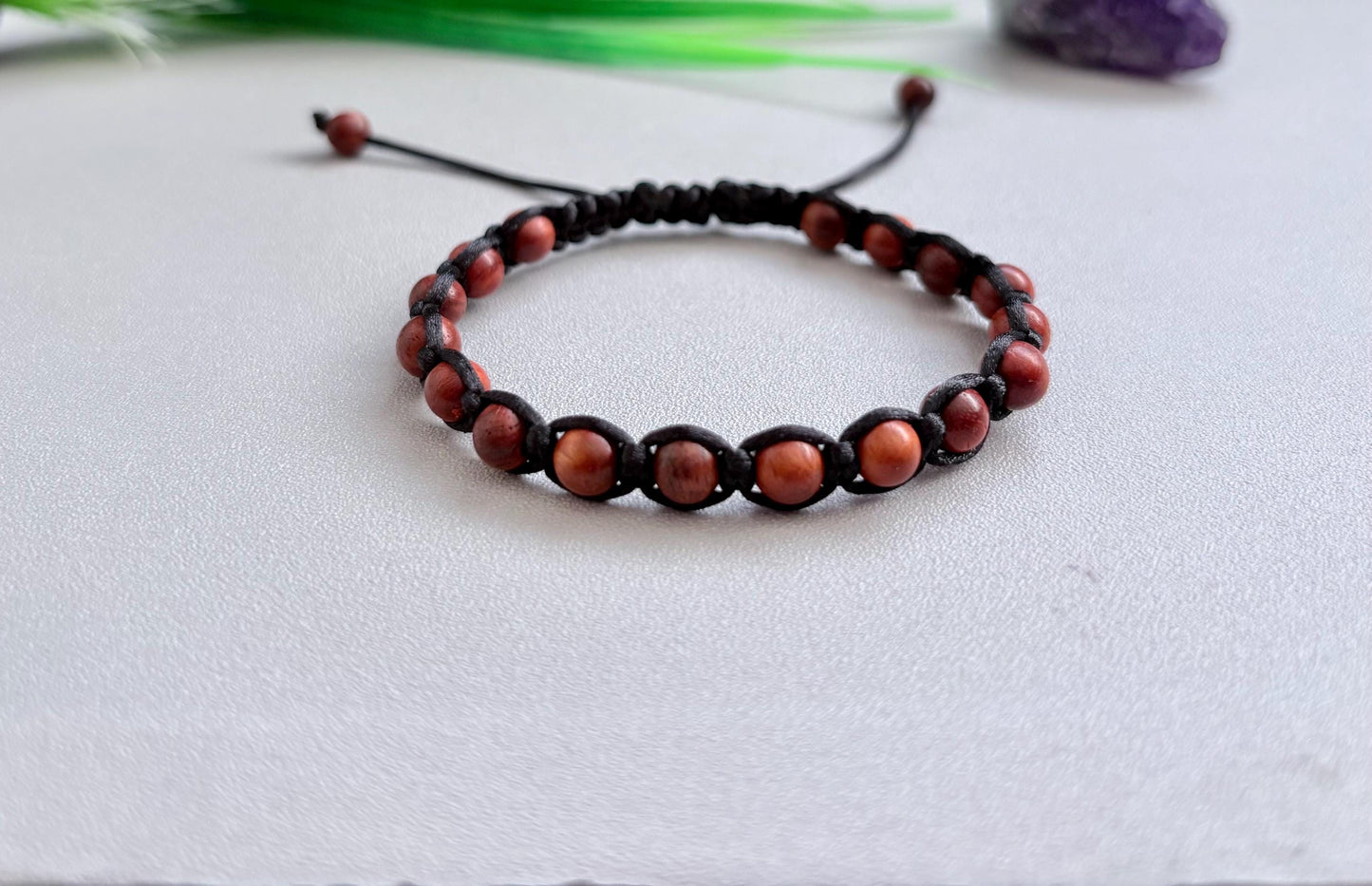 Wood bead bracelet: Macrame adjustable wooden bracelet,